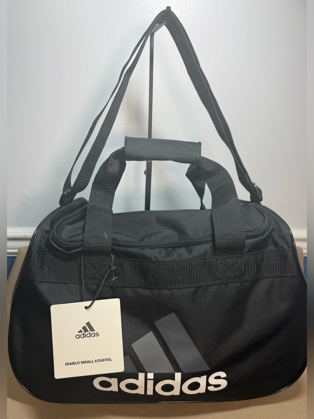 adidas Black Small Duffel Bag with White Logo